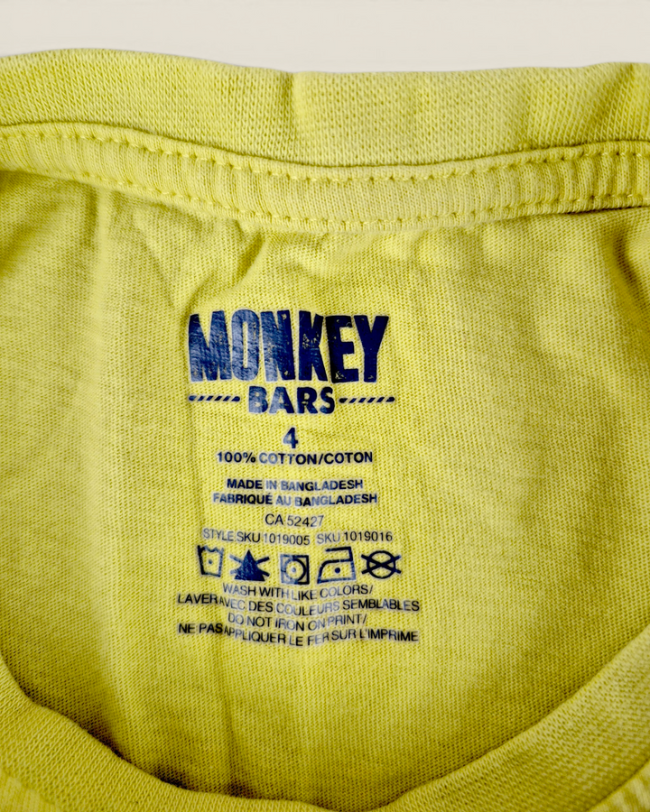 Pre-Loved Monkey Bars Yellow "Stay Cool" T Shirt Girls 4Y | Betty’s Marketplace