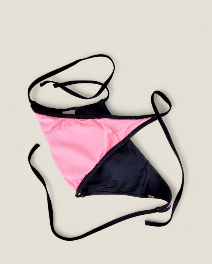 BLACK WITH PINK INTERIOR BIKINI HALTER TOP LADIES APPROX SMALL PRE-LOVED