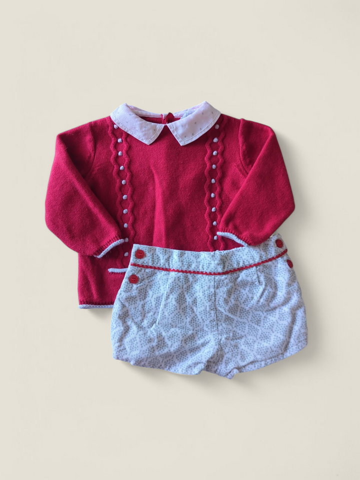 TUTTO PICCOLO RED & GREY OUTFIT 6M PRE-LOVED