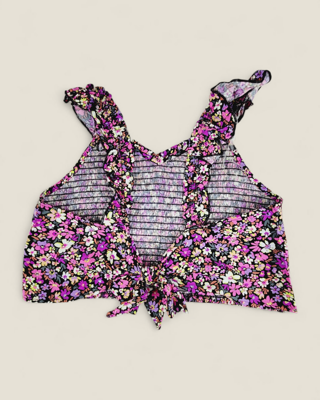 MY SISTERS CLOSET PURPLE FLORAL CROP TOP YOUTH 2XL PRE-LOVED