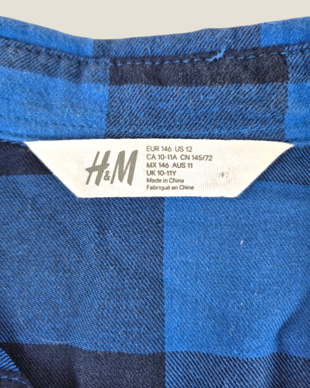 Pre-Loved H&M Blue Plaid Flannel Shirt Boys 10-11Y | Betty’s Marketplace