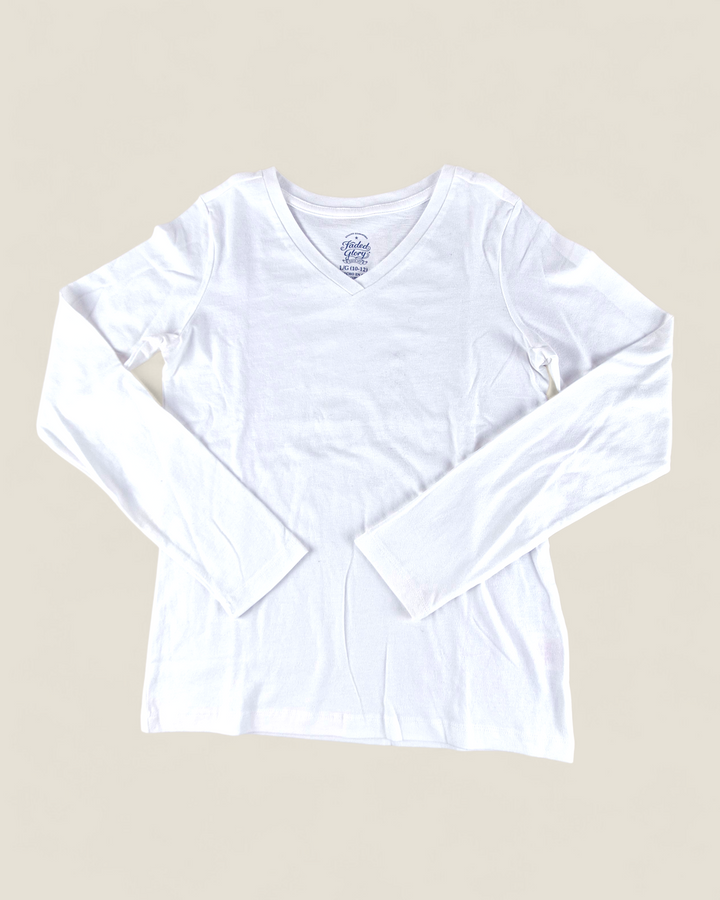 Pre-Loved Faded Glory White Long Sleeve Top Girls 10-12Y | Betty’s Marketplace
