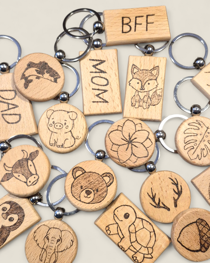 Marked In Wood, Wood Burnt Keychains