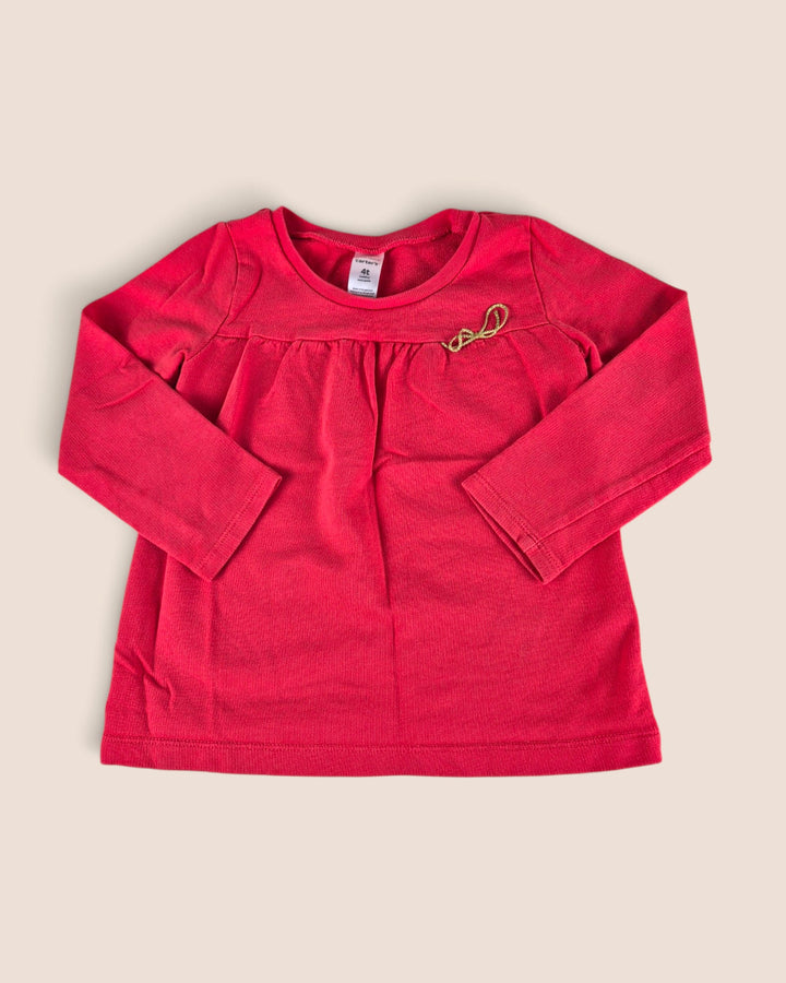 Pre-Loved Carter's Coral Sweater With Gold Bow Girls 4Y | Betty’s Marketplace