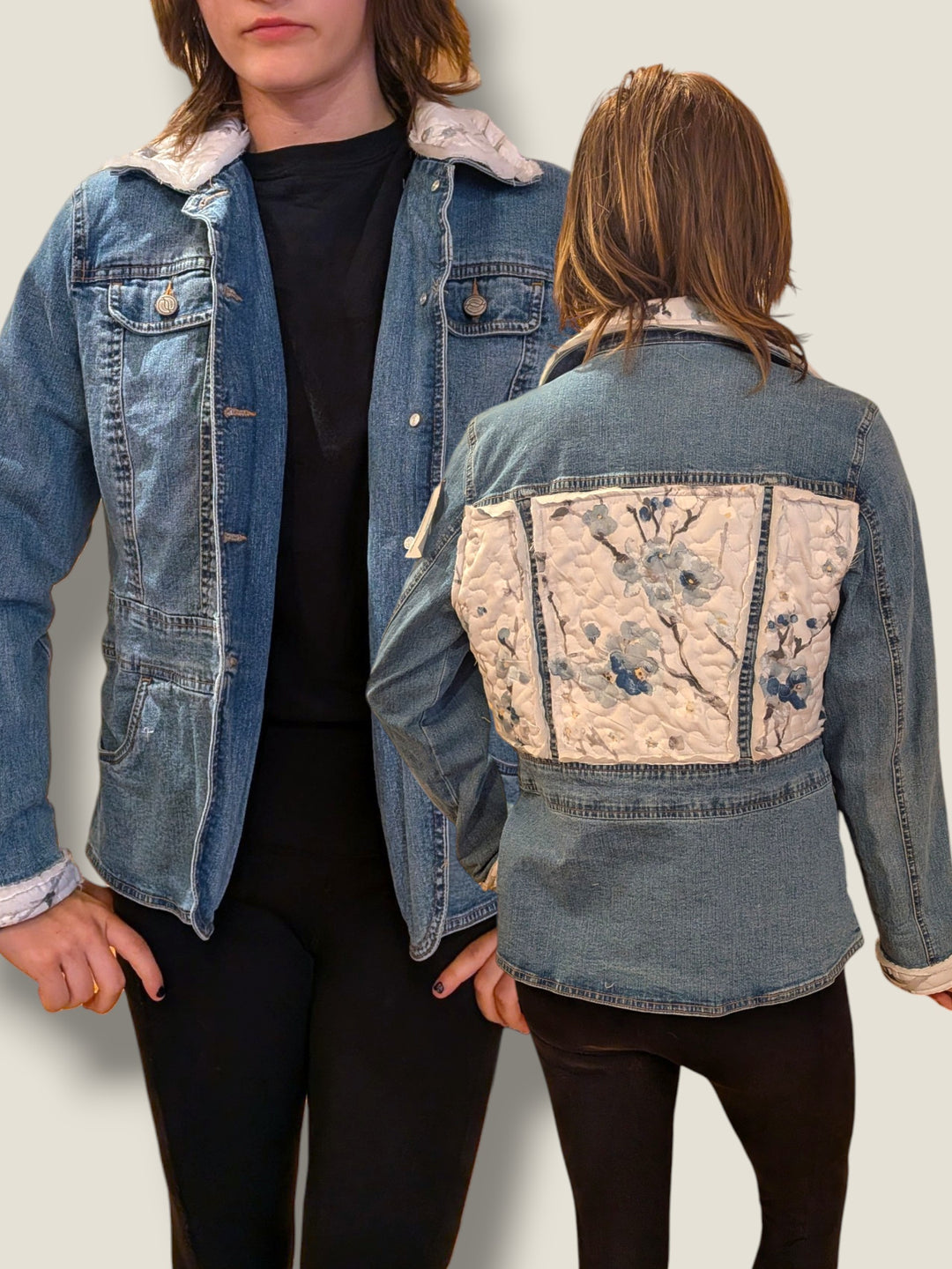 Stitch,  Loop, Create, Repeat, Repurposed Upcycled Denim Jackets
