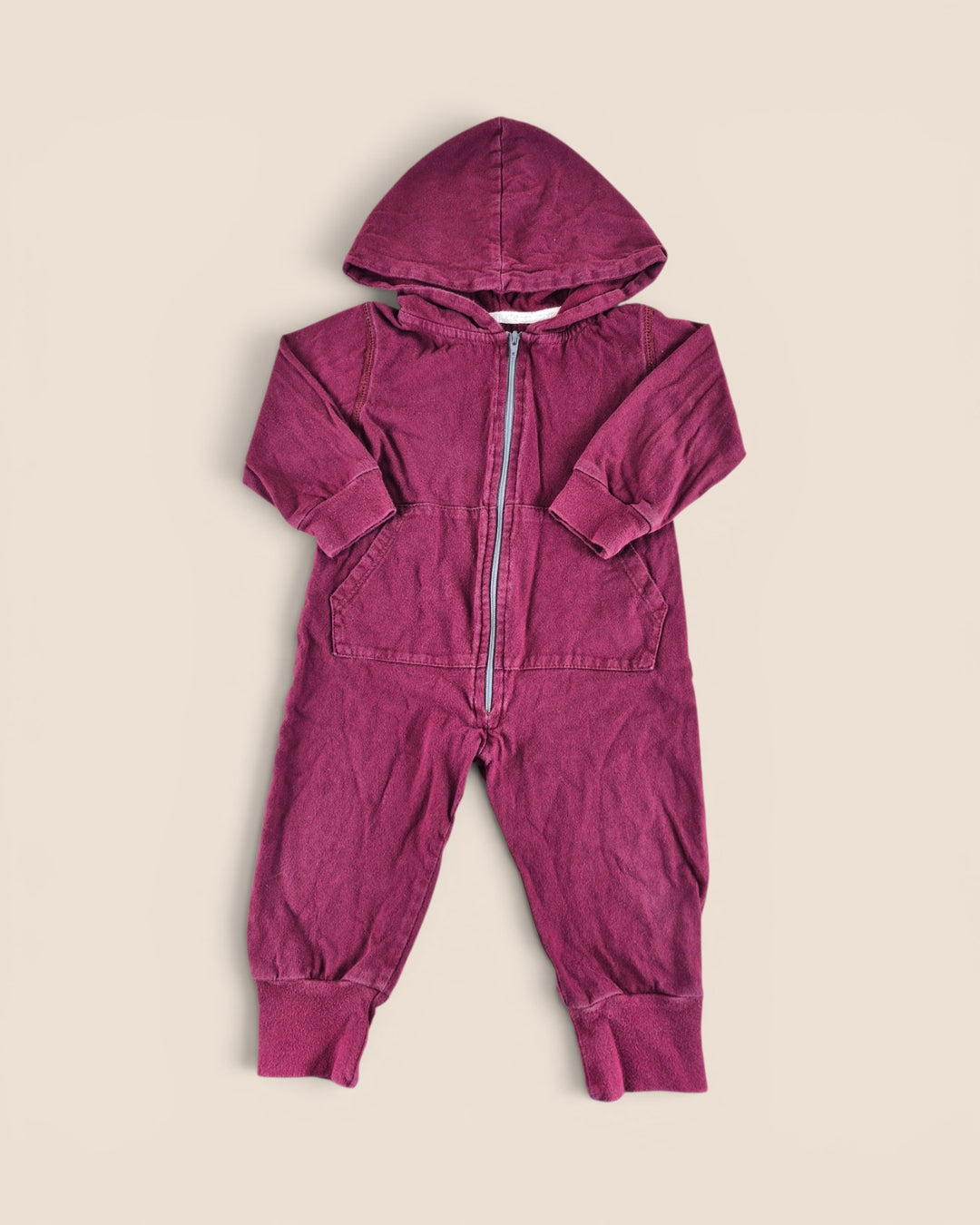 Pre-Loved Mini Mioche Burgundy Hooded Romper 6-12M | Betty’s Marketplace