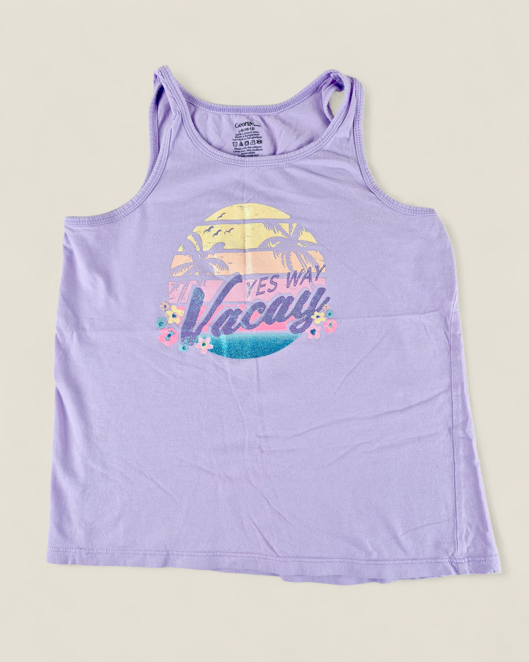 Pre-Loved George Purple "Vacay" Tank Top Girls 10-12Y | Betty’s Marketplace
