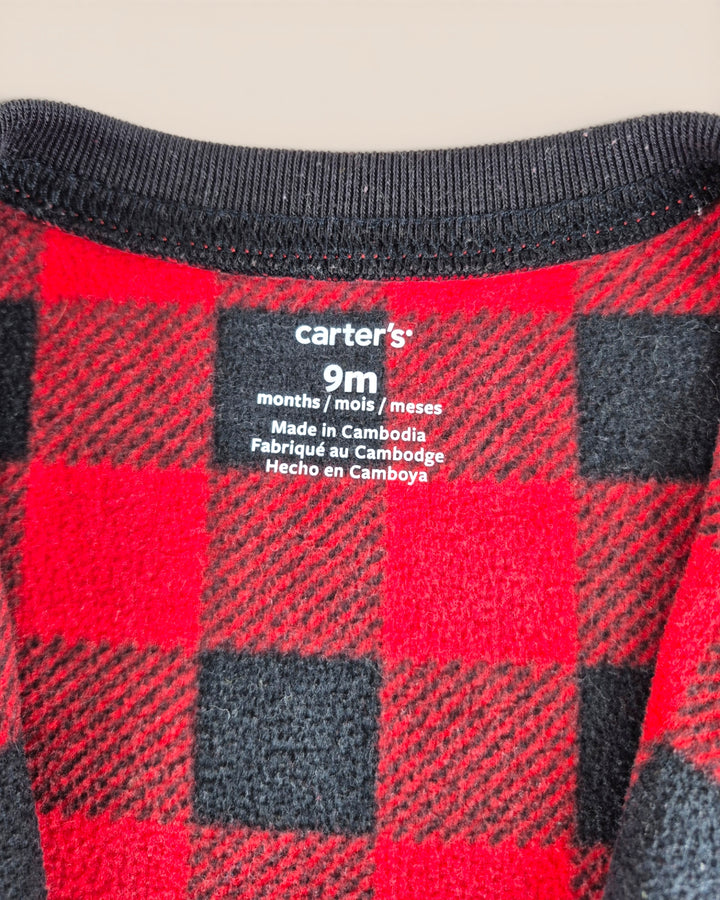 Pre-Loved Carter's Fleece Buffalo Plaid Footies 9M | Betty’s Marketplace
