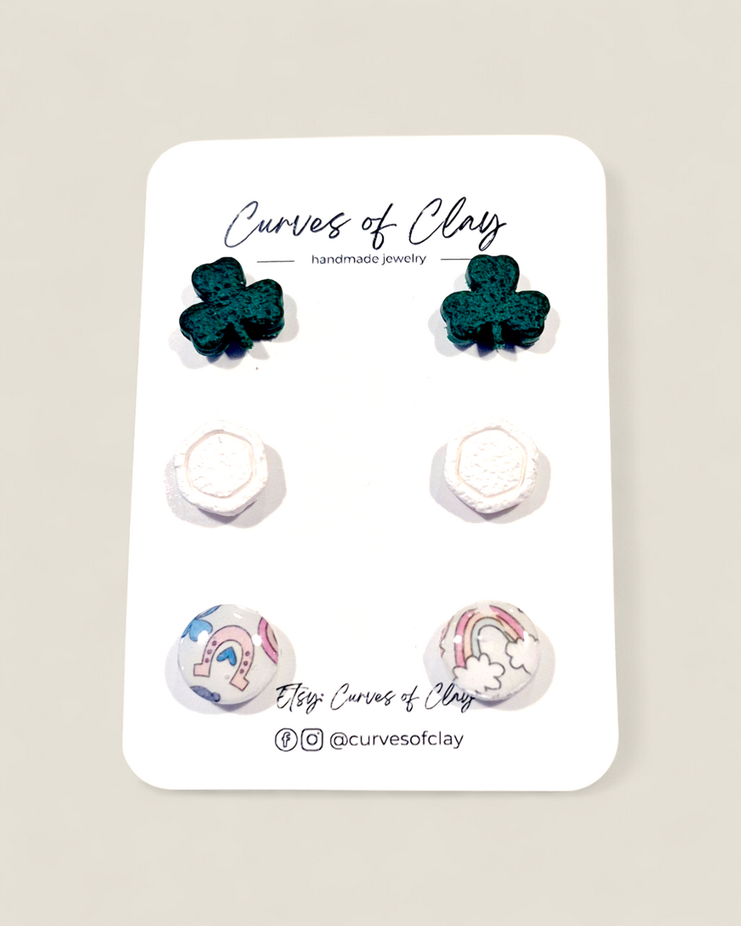 Curves of Clay, St. Patrick's Day Earrings