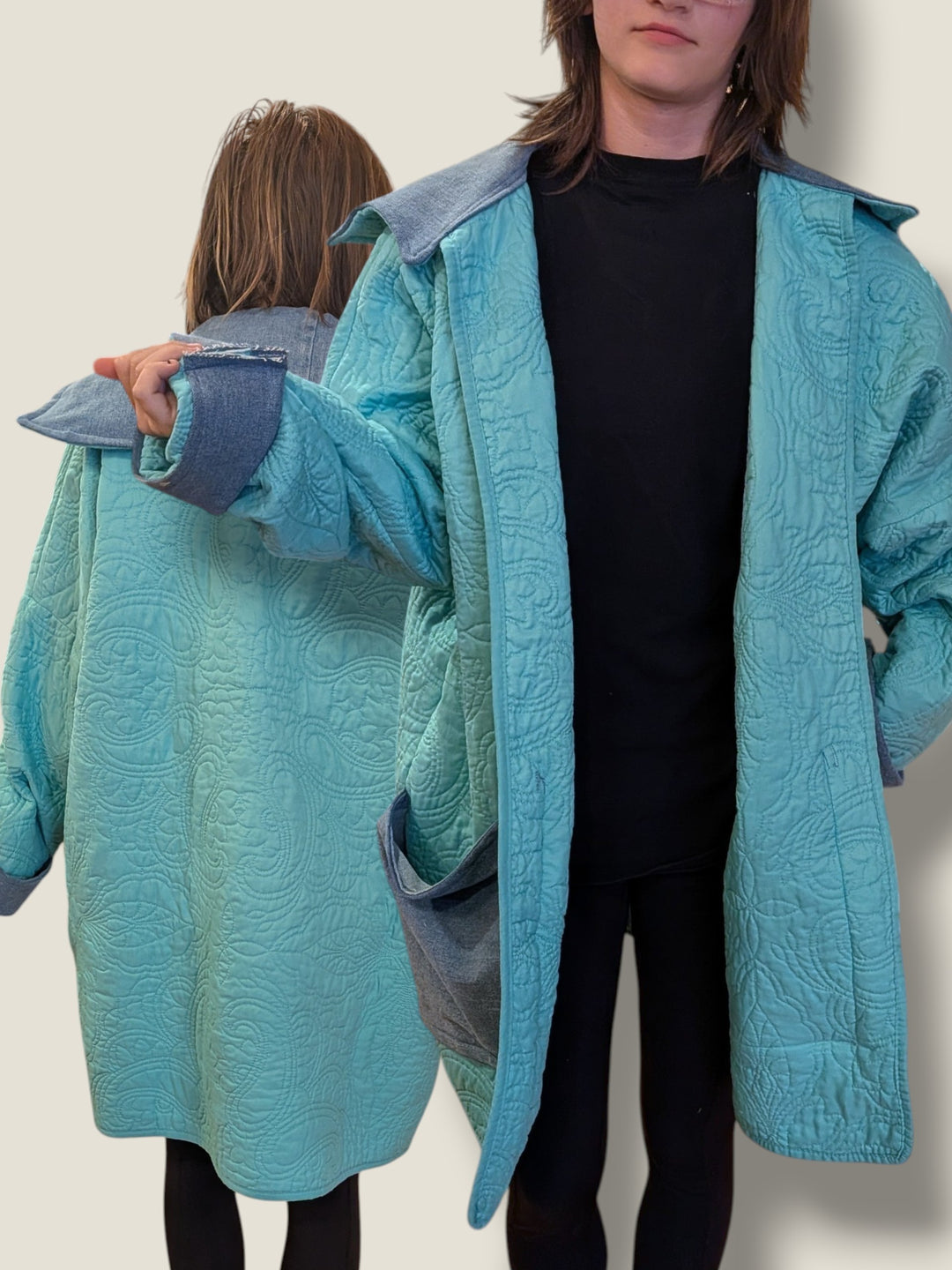 Stitch,  Loop, Create, Repeat, Repurposed Quilt Jackets