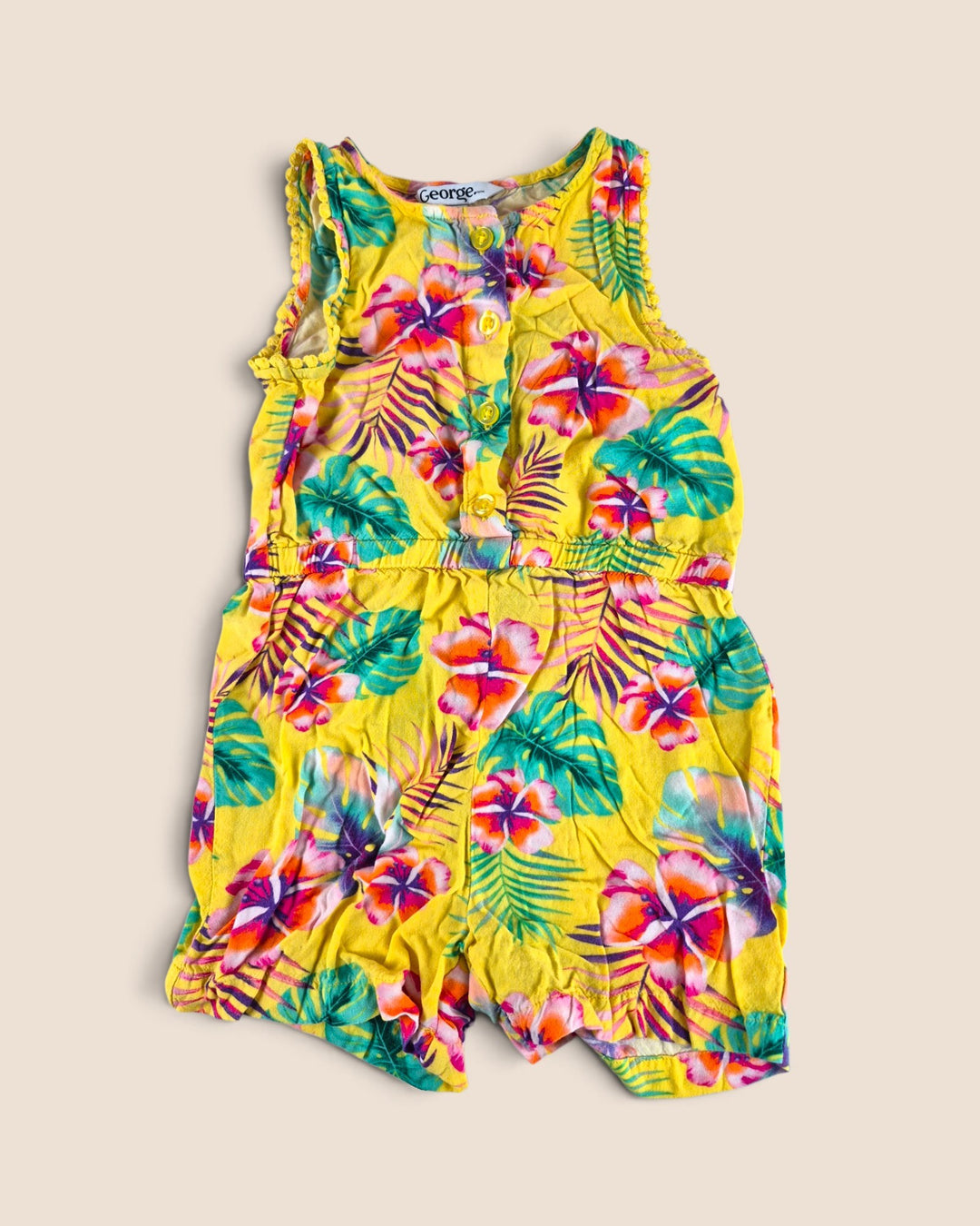 Pre-Loved George Yellow Floral Romper Girls 3Y | Betty’s Marketplace