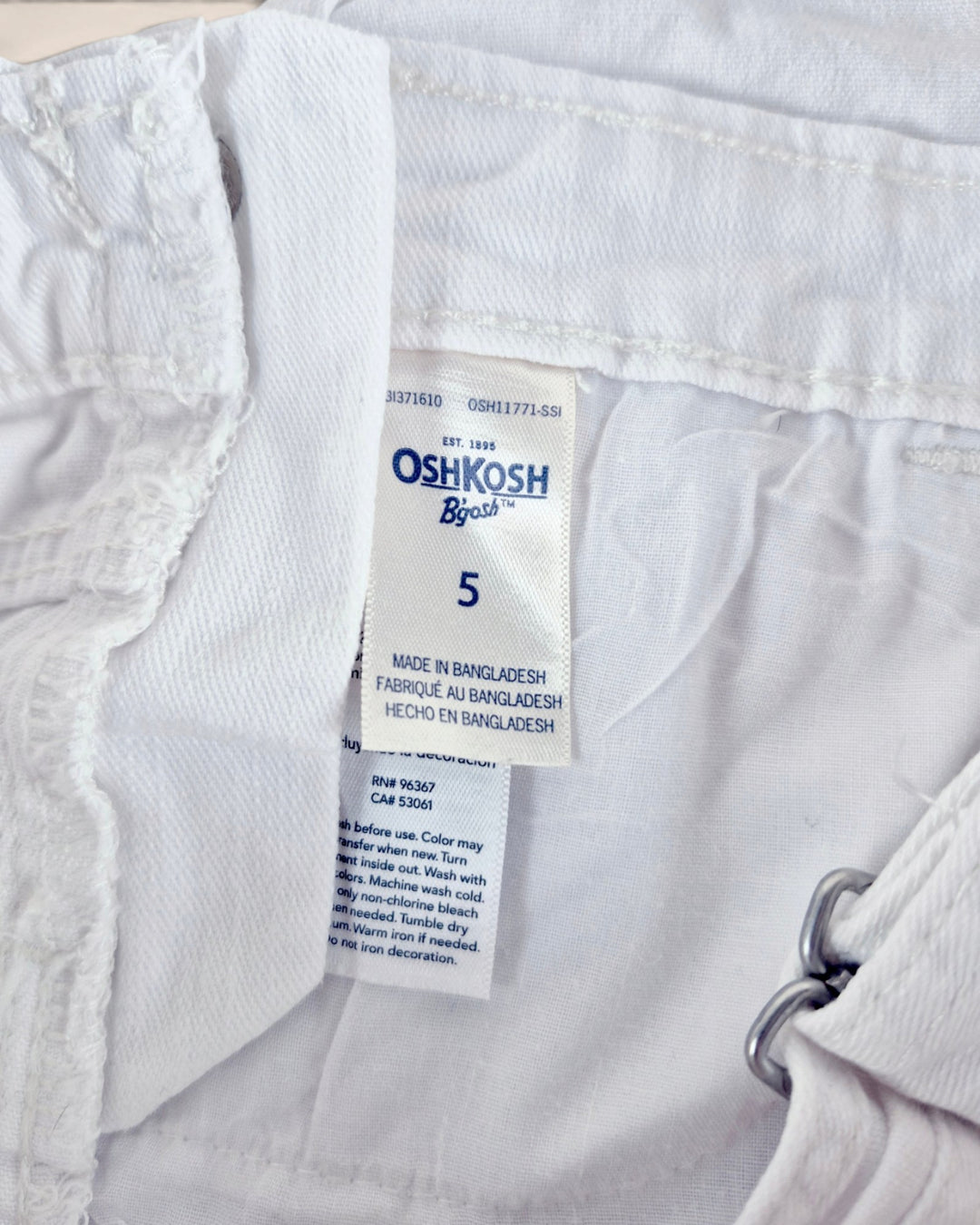 Pre-Loved Oshkosh White Overall Shorts Girls 5Y | Betty’s Marketplace