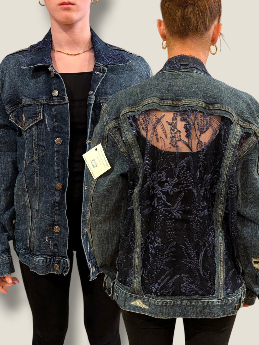 Stitch,  Loop, Create, Repeat, Repurposed Upcycled Denim Jackets