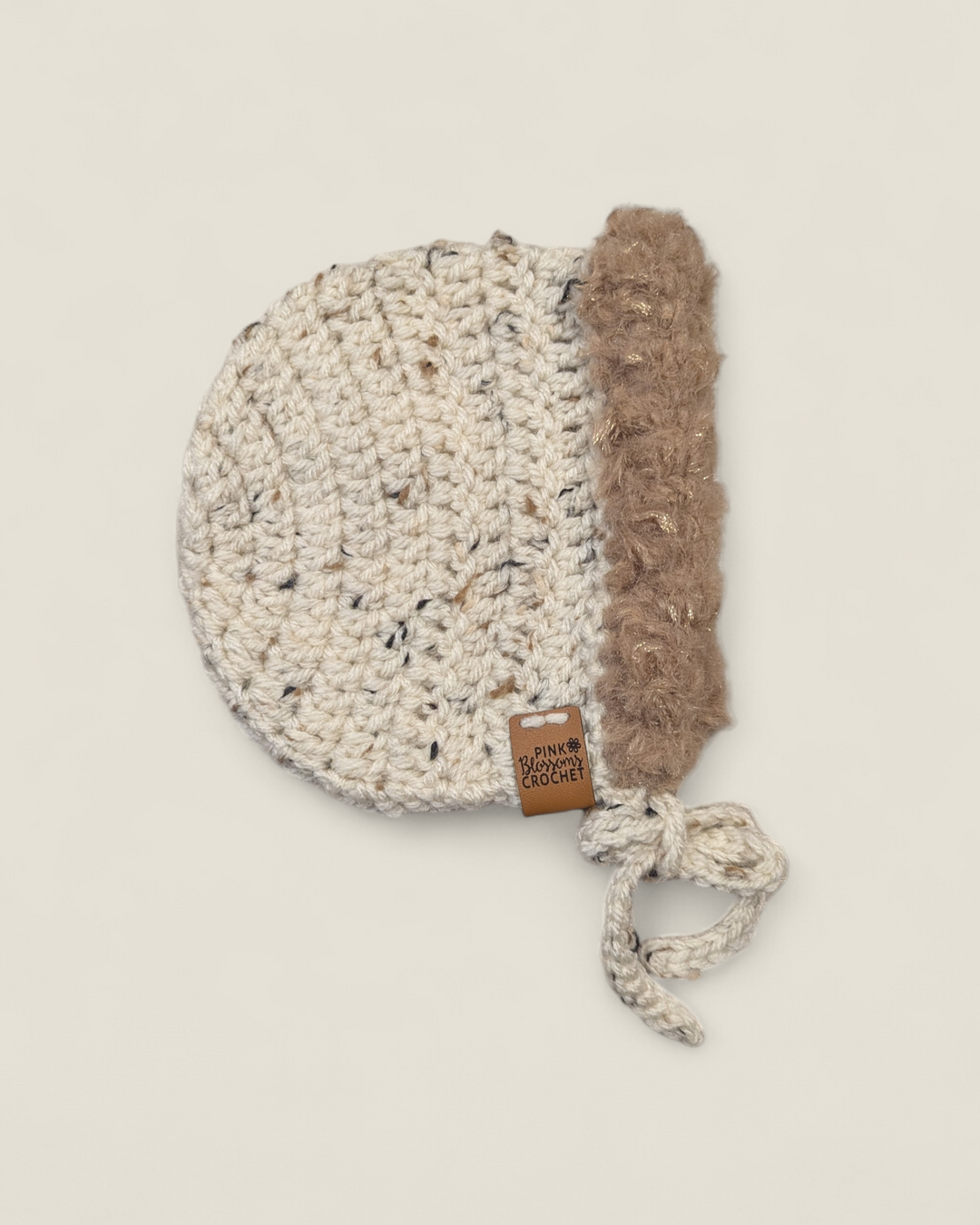 Pink Blossom Crochet Fur Trim Bonnet