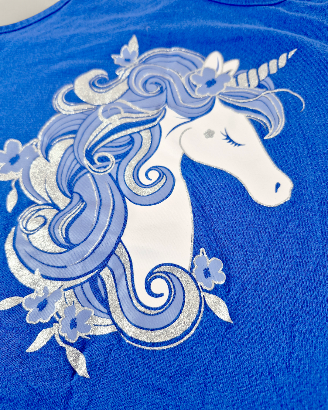 Pre-Loved Children's Place Blue Unicorn Tank Top Girls 10-12Y | Betty’s Marketplace