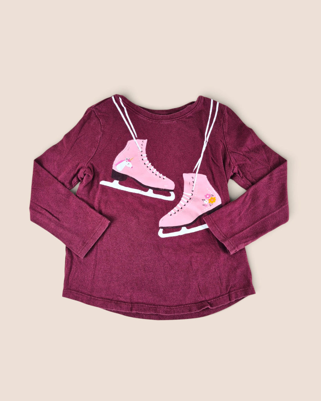 Pre-Loved Old Navy Burgundy Long Sleeve Graphic Top Girls 4Y | Betty’s Marketplace