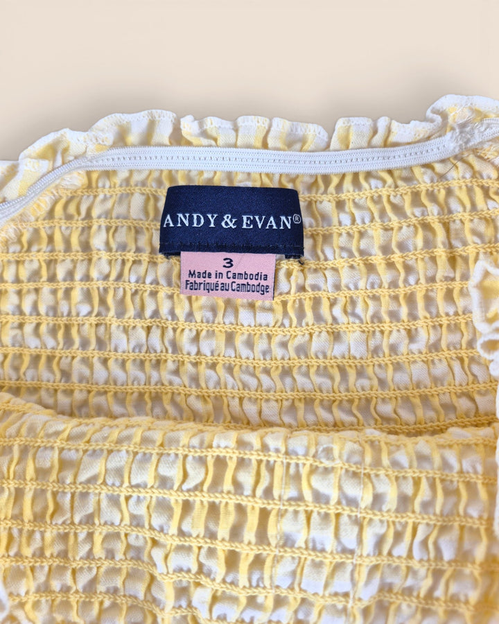 Pre-Loved Andy & Evan Yellow Gingham Dress Girls 3Y | Betty’s Marketplace