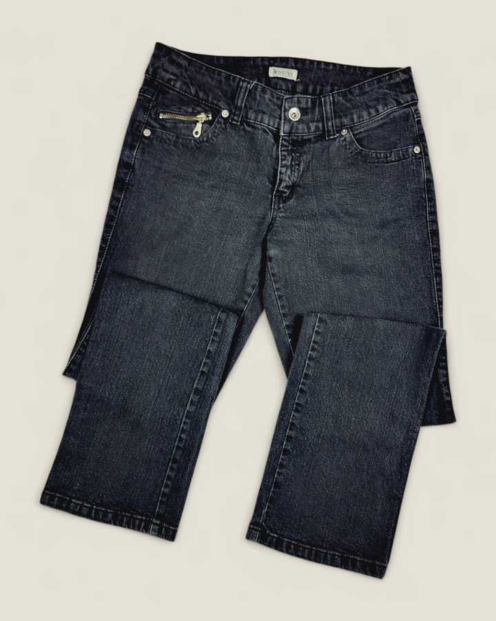 BOYSENS BLACK JEANS WITH EMROIDERED BACK POCKET LADIES SIZE 8 PRE-LOVED