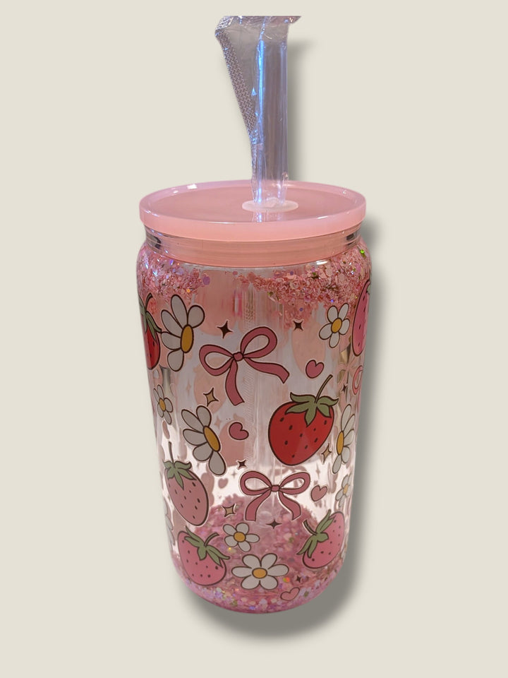 Lindsay's Creations, Fog & Glitter Glass Tumbler with Lid