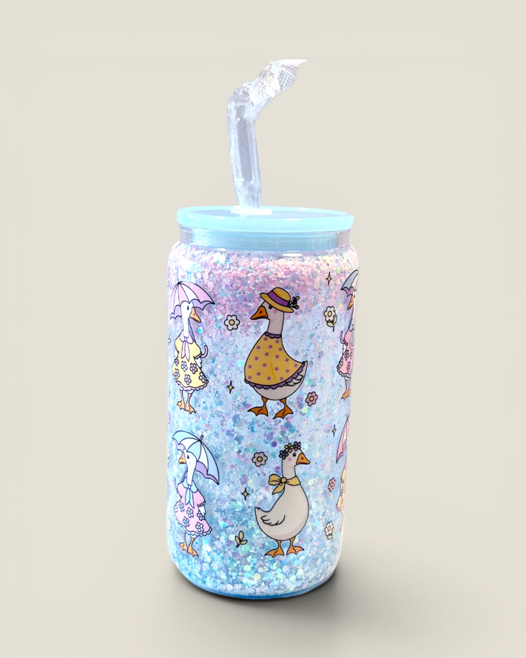 Lindsay's Creations, Fog & Glitter Glass Tumbler with Lid