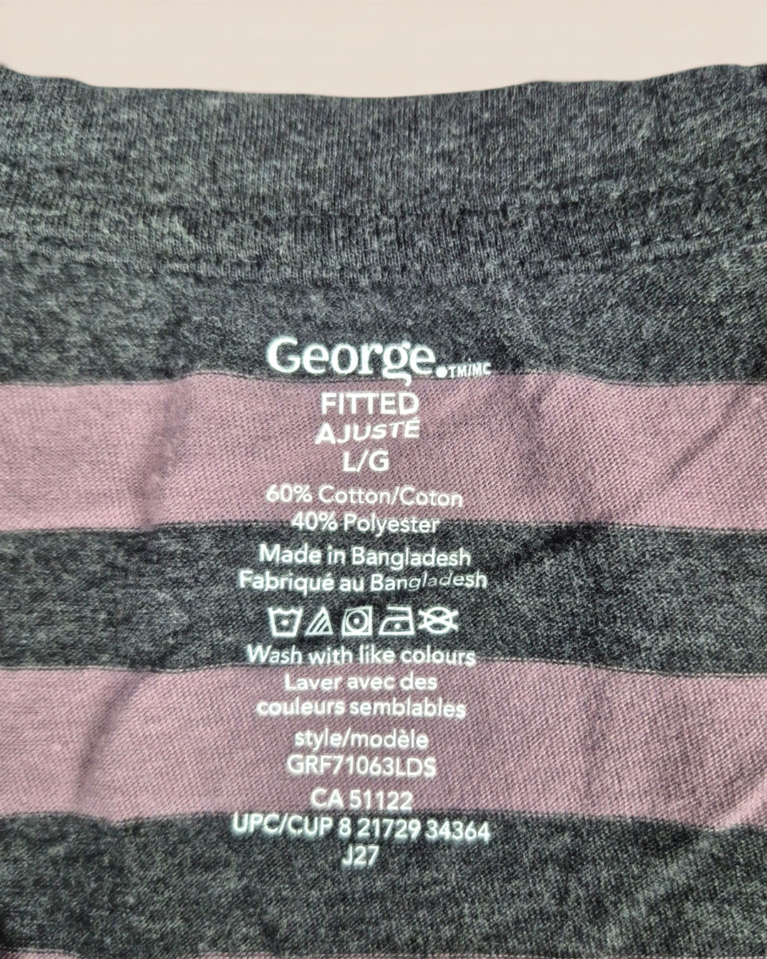 Pre-Loved George Purple Striped T Shirt Ladies Large | Betty’s Marketplace