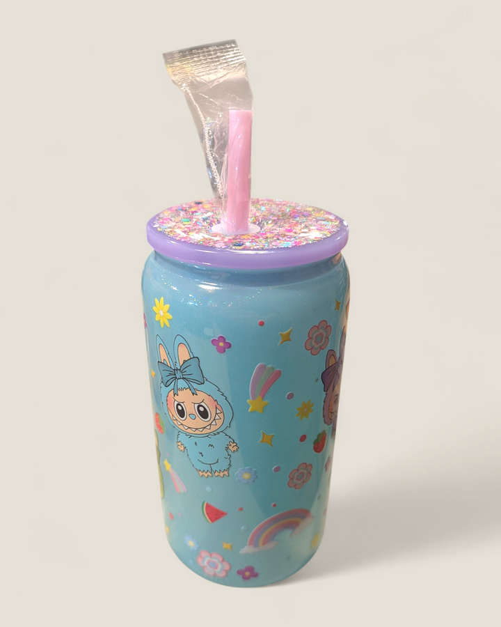 Lindsay's Creations, Fog & Glitter Glass Tumbler with Lid