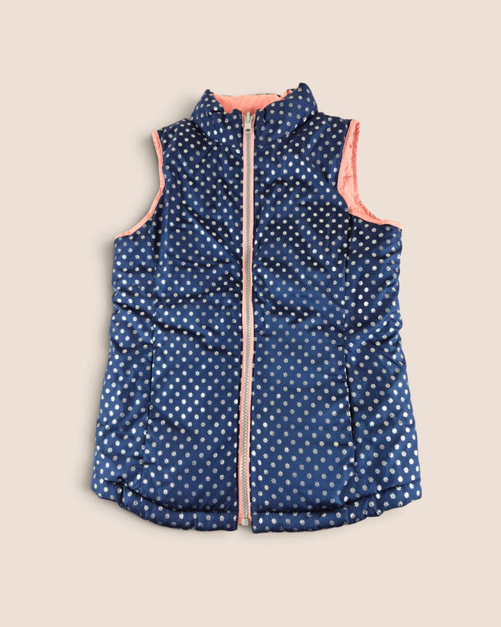 Pre-Loved Navy Patterned Puffer Vest Girls Approx 5-6Y Play Condition | Betty’s Marketplace