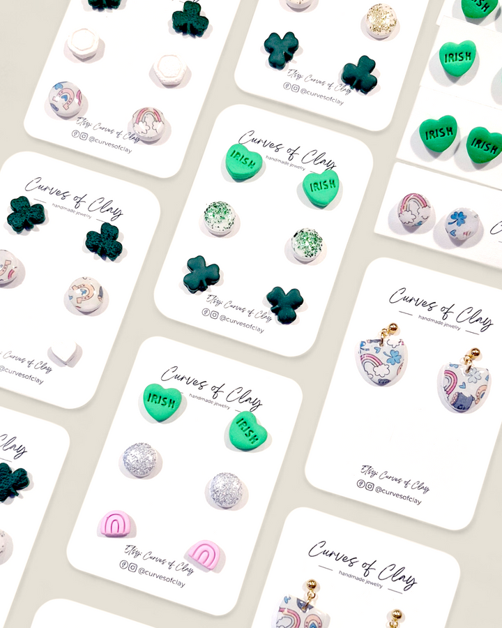 Curves of Clay, St. Patrick's Day Earrings