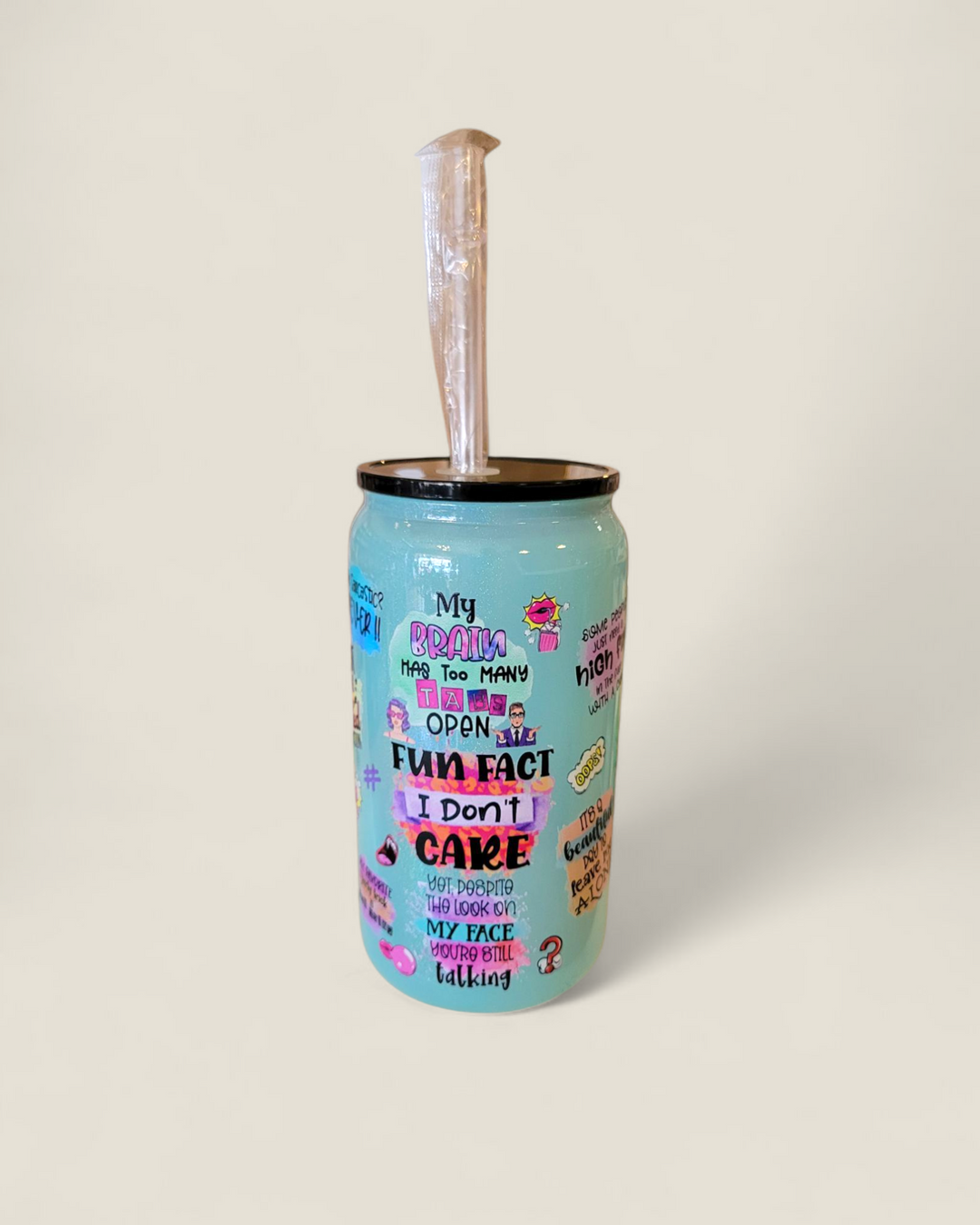 Lindsay's Creations, Fog & Glitter Glass Tumbler with Lid