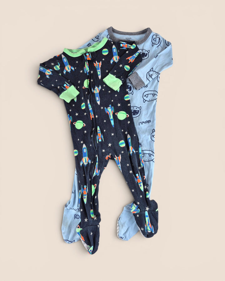 Pre-Loved Carter's Set Of 2 Space Footies 12M | Betty’s Marketplace