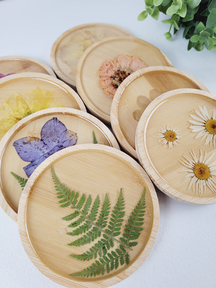 Little Pretty Designs, Wooden Floral Resin Coasters