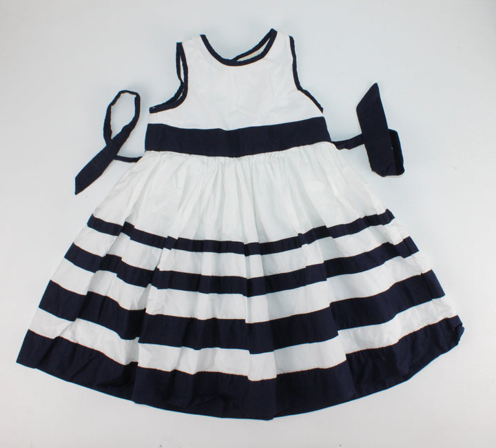 OSH KOSH NAVY & WHITE DRESS 5Y PRE-LOVED (Play Cond.)